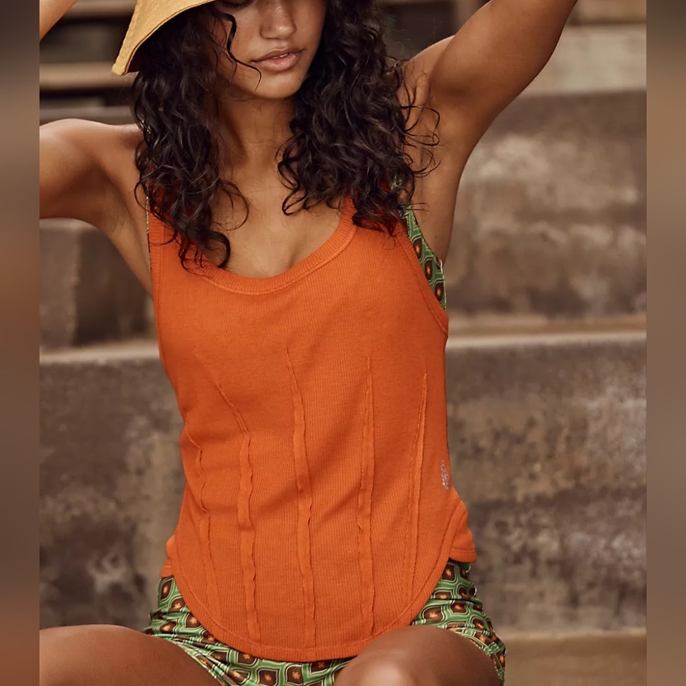 NWT FP L Mind Over Matter Tank Red Earth/Cognac